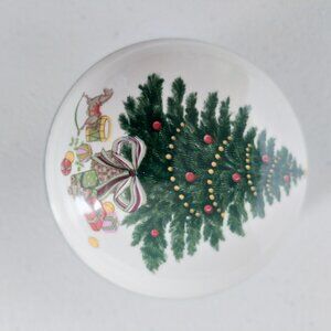 Vtg Mikasa Heritage Christmas Tree Toys Ceramic Round Lidded Candy Trinket Box